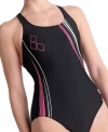 ARENA  WOMEN'S SWIMSUIT V BACK GRAPHIC 46 BLACK-WHITE